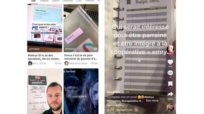 Sur TikTok, de nombreux influenceurs font la promotion de la coopérative Emrys. Sur TikTok, de nombreux influenceurs font la promotion de la coopérative Emrys.