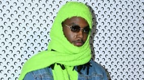 Le rappeur Koba LaD posant pour une collection Prêt-à-porter, le 4 mars 2024