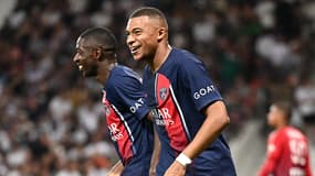 Kylian Mbappé avec Ousmane Dembélé sous le maillot du PSG