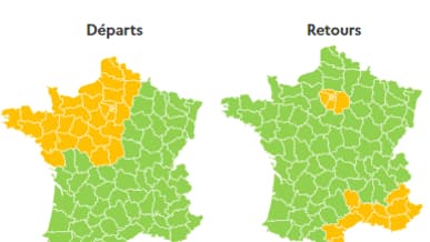 Des perturbations locales sont attendues, dans un large quart nord-ouest pour les départs, en Ile-de-France et sur la Côte d'Azur.