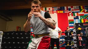 Saul "Canelo" Alvarez à l'entraînement en octobre 2021