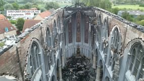 L'église de l'Immaculée-Conception à Saint-Omer (Pas-de-Calais) ce mardi 3 septembre 2024, après avoir été touché par un incendie la veille.