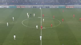 Des flèches sur la pelouse au coup d'envoi du match de Coupe de France entre Le Mans et le PSG, le 4 février 2025