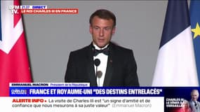 Emmanuel Macron à Charles III: "Nous n'oublierons jamais que c'est sur vos terres que le flambeau de la Résistance et de l'espoir a pu brûler et rayonner "