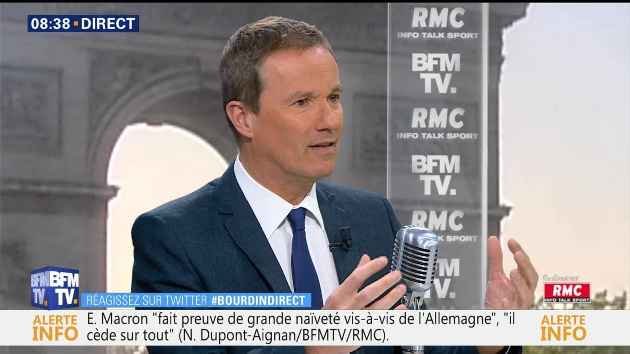 Nicolas DupontAignan face à Apolline de Malherbe en direct