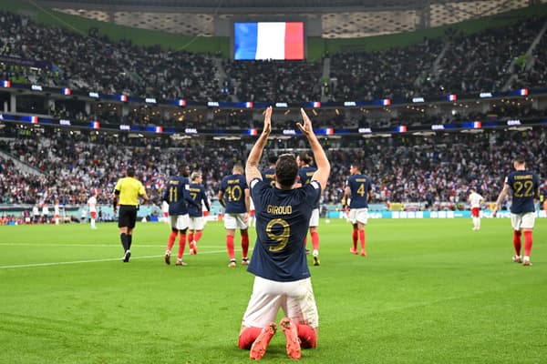 Olivier Giroud après son but lors de France-Pologne