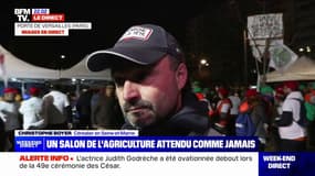Emmanuel Macron au Salon de l'agriculture: "Il ne mérite pas que l'on s'intéresse à lui, pas plus qu'il ne s'intéresse à nous", estime Christophe Boyer (céréalier en Seine-et-Marne)