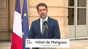 Point presse de Christophe Castaner sur les élections municipales à Matignon, le 22 mai 2020