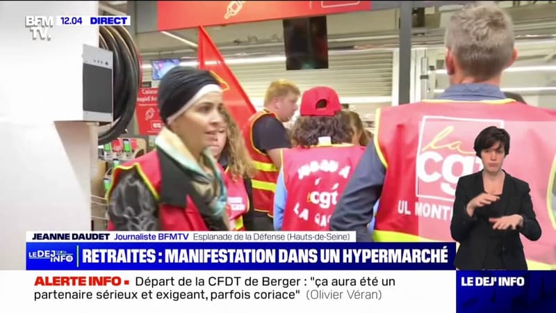 Retraites: des manifestants investissent un hypermarché à La Défense
