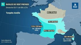 La tempête Amélie est attendue dans la nuit de samedi à dimanche sur la côte Atlantique.