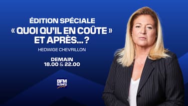 Mercredi 10 mars, de 18h à 20h, BFM BUSINESS propose une soirée spéciale « Quoi qu’il en coûte » et après ? présentée par Hedwige Chevrillon avec en invité exceptionnel, Bruno le Maire. Un rendez-vous à suivre sur BFM BUSINESS en radio, TV et digital.