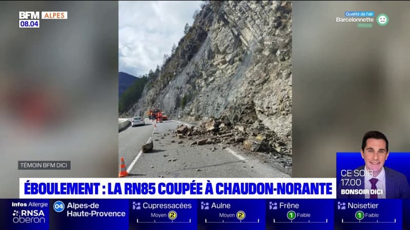 La N85 coupée après un éboulement entre Chaudon-Norante et Barrême