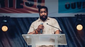 Michel Zecler lors d'un rassemblement contre l'extrême droite à Paris le 27 juin 2024