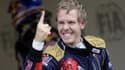 Vettel exulte après sa pôle aux qualifications du GP de Monza, Italie.