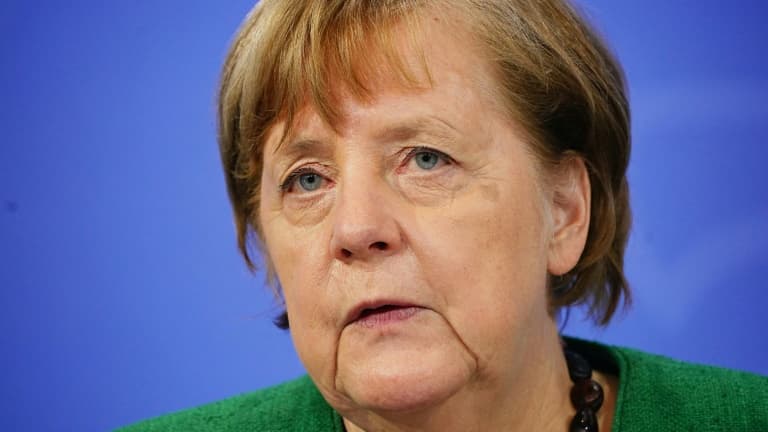 La chancelière allemande Angela Merkel, le 23 mars 2021 à Berlin