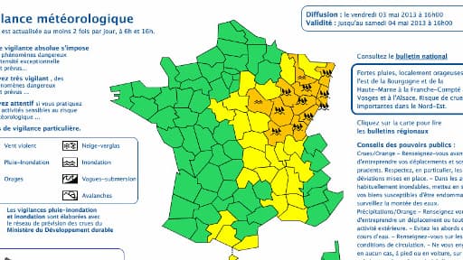 Dix départements du Nord-Est de la France sont toujours placés en vigilance orange vendredi soir.