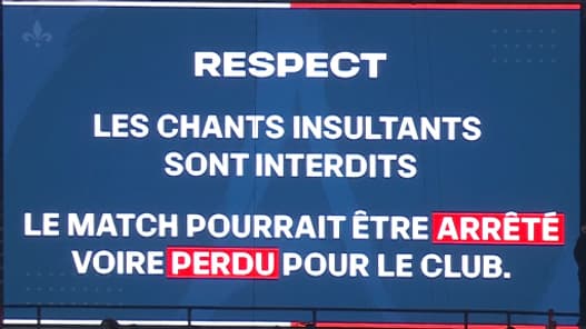 Le message d'avertissement passé au Parc des Princes concernant les chants insultants lors de PSG-OL, 15 décembre 2024