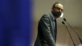 Edouard Philippe présentant les candidats aux législatives de La République en marche, le 11 mai 2017 au Havre. 