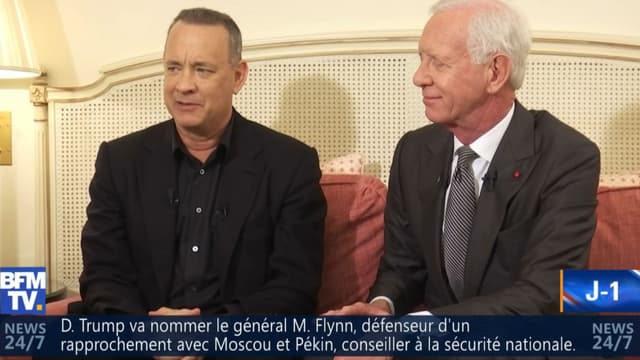 Tom Hanks et Chelsey Sullenberger dans "7 jours BFM"