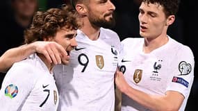 Olivier Giroud, Antoine Griezmann et Benjamin Pavard