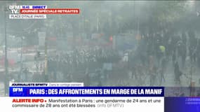 Alors que le cortège parisien arrive place d'Italie, des tensions persistent entre certains manifestants et les forces de l'ordre