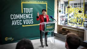 La députée française d'Europe Écologie Les Verts Michele Rivasi s'exprime lors d'une conférence de presse le 17 mai 2019 au siège d'EELV à Paris.