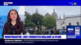 Paris: les touristes présents à Montmartre malgré la pluie