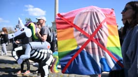 A Budapest, une manifestation organisée le 12 avril 2025 en réponse à l'adoption d'une loi anti-LGBT+