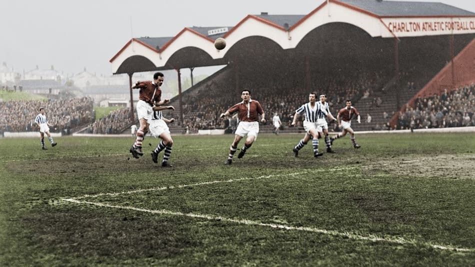 Une image du match historique Charlton-Huddersfield en décembre 1957 Une image du match historique Charlton-Huddersfield en décembre 1957