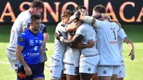 Les joueurs de Bordeaux-Bègles qui célèbrent face à Castres, le 7 septembre 2019