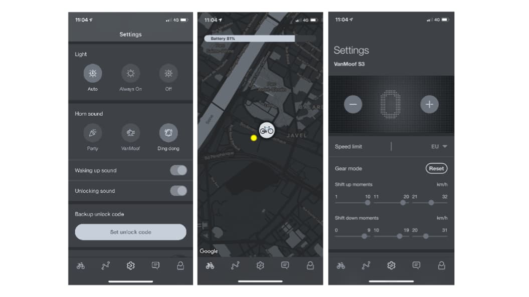 Appli mobile du VanMoof S3 Appli mobile du VanMoof S3