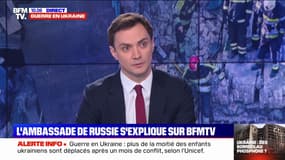 Le porte-parole de l'ambassade de Russie en France affirme que "ce sont les Ukrainiens qui utilisent les civils comme boucliers humains"