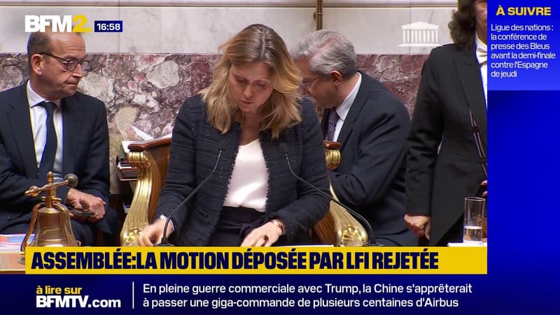 Assemblée: la motion de censure déposée par LFI rejetée