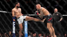 Benoît Saint Denis lors de son combat contre Dustin Poirier, le 9 mars 2024 à l’UFC 299 de Miami 