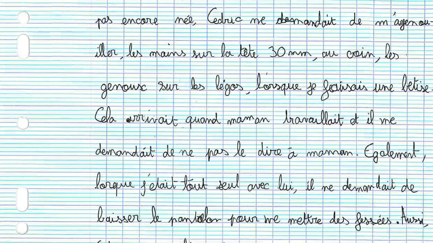 Lettre de Louis Jubillar, le fils de Delphine et Cédric Jubillar (première page).