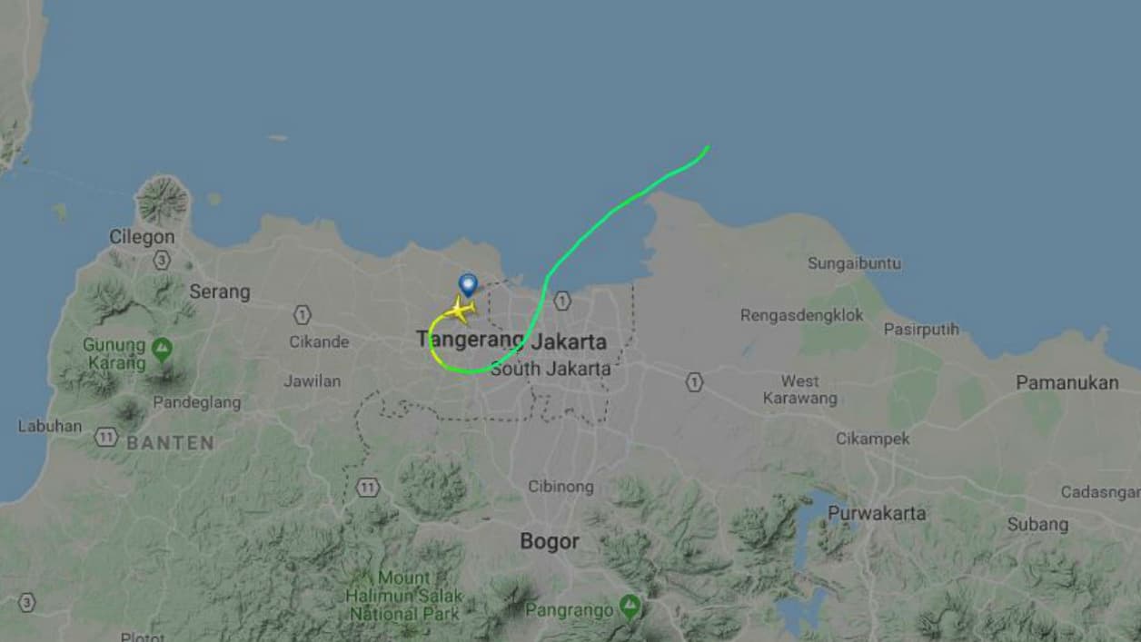 La trajectoire de l'avion de Lion Air