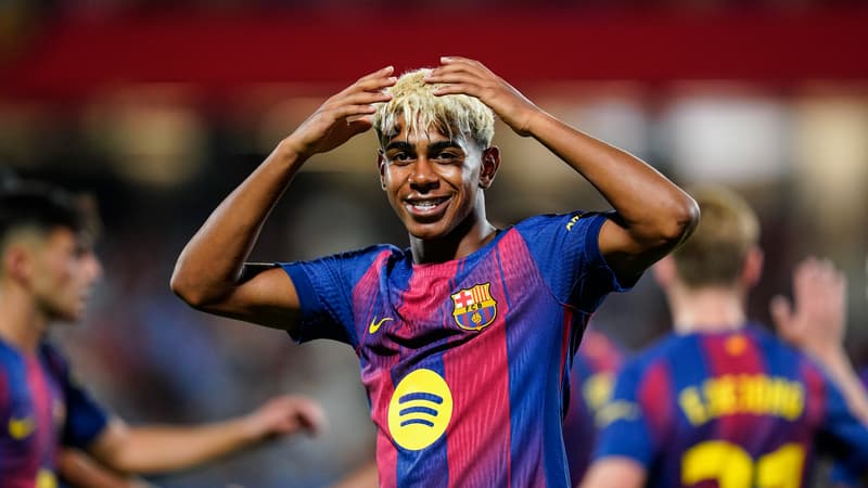 L'attaquant espagnol Lamine Yamal après son doublé avec le Barça en amical, 10 août 2025