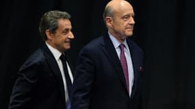 Nicolas Sarkozy et Alain Juppé à Limoges le 14 octobre 2015.
