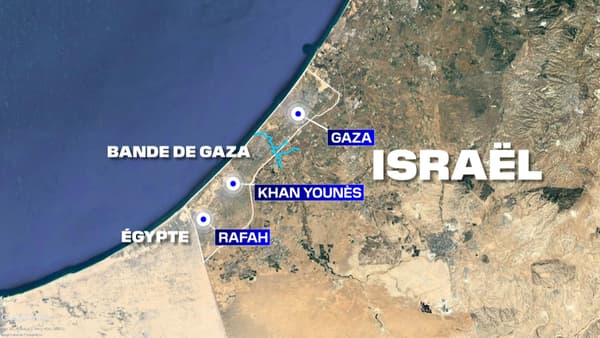 La carte de la bande de Gaza et la délimitation par le Wadi Gaza 