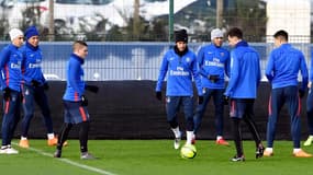 Verratti et Neymar (au centre) à l'entraînement