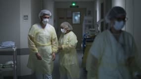 Le personnel soignant à l'hôpital de Mulhouse le 29 avril dernier.