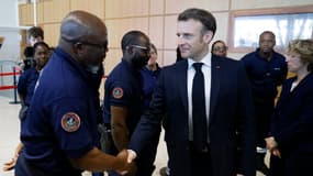Emmanuel Macron à son arrivée en Guyane, le 25 mars 2024