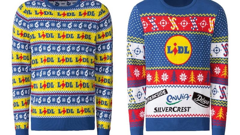 Les deux modèles de pulls Lidl qui seront mis en vente le 16 décembre en France