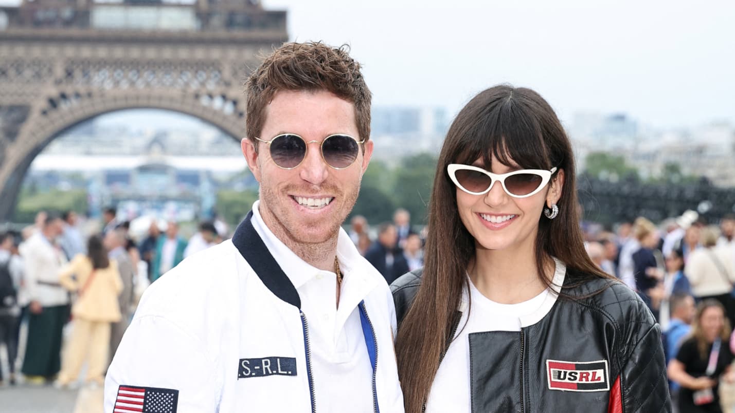 Nina Dobrev and Shaun White arrive at the Trocadero ahead of the opening ceremony for the Paris 2024 Summer Olympic Games Nina Dobrev and Shaun White arrive at the Trocadero ahead of the opening ceremony for the Paris 2024 Summer Olympic Games