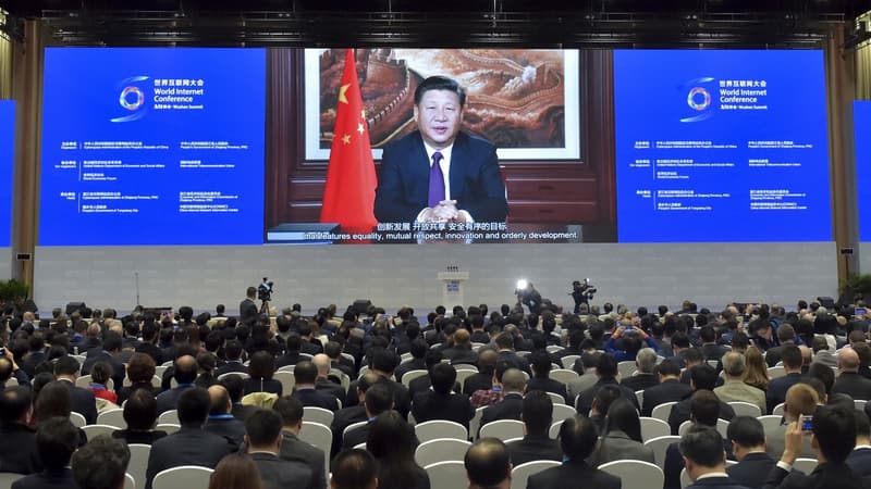 Le président chinois Xi Jiping lors de la Third World Internet Conference, à Wuhzen 