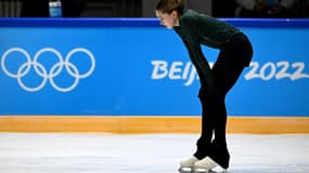 La Russe Kamila Valieva s'entraîne normalement sur la patinoire olympique de Pékin, le 11 février 2022 