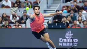 Carlos Alcaraz lors de l'ATP 500 de Pékin, le 2 octobre 2024