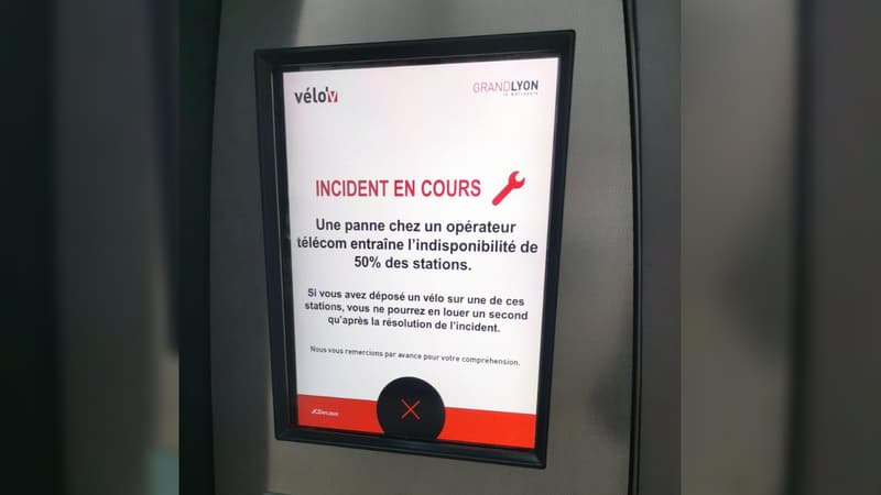 Le message d'incident sur une station Vélo'v.