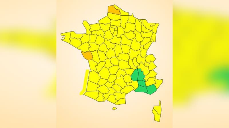 Carte des vigilances sur l'hexagone le 5 mars 2020