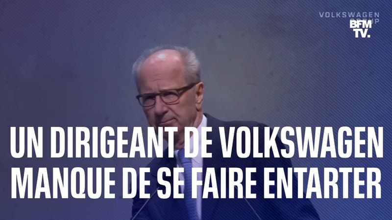 Le président du conseil de surveillance de Volkswagen manque de se faire entarter lors de l'assemblée générale du groupe